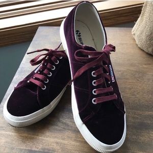 Superga Maroon Red Velvet Sneakers *Barely Worn*